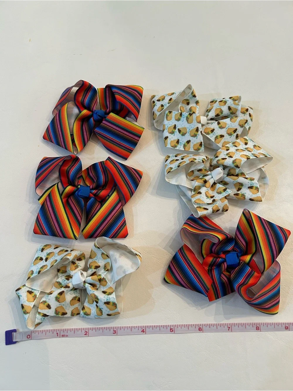 Kids Fiesta Stripe and Taco Bow Hair Clip Bundle